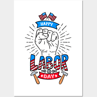 Happy Labor Day American Flag Holiday T Shirt Gift Posters and Art